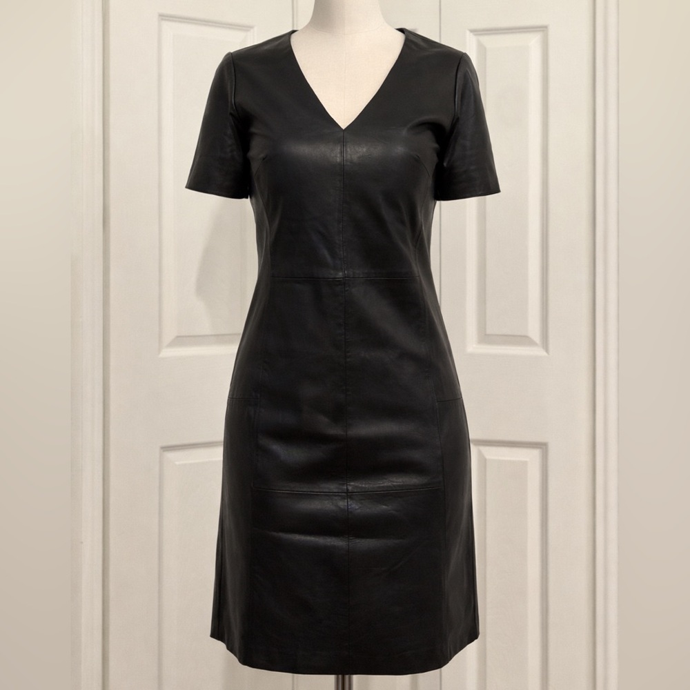 Bod & Christensen Leather Short Sleeve Fitted Dress